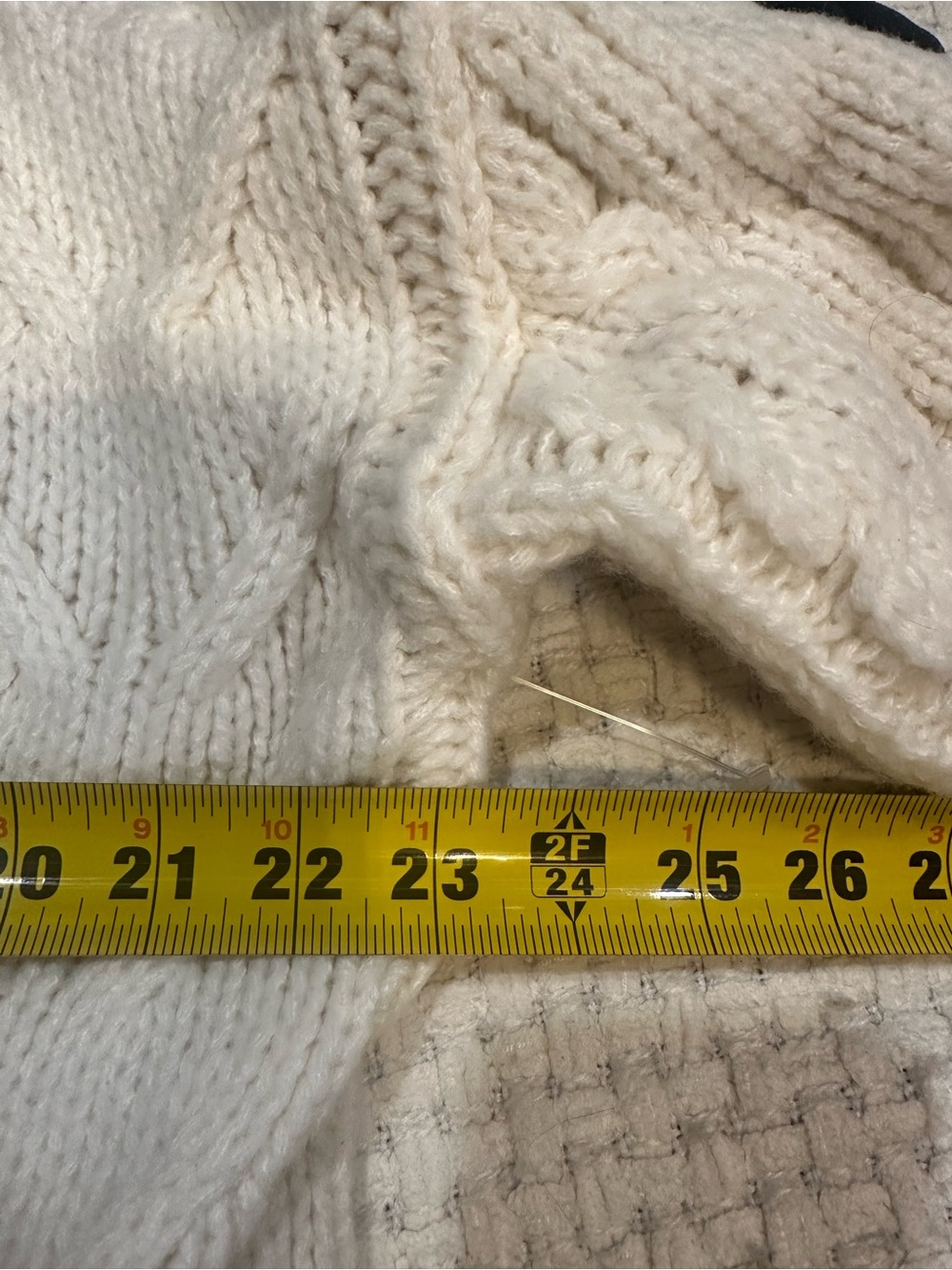 altar’d state cream cable knit cardigan with black ribbon lace along the sleeves - Picture 5 of 6
